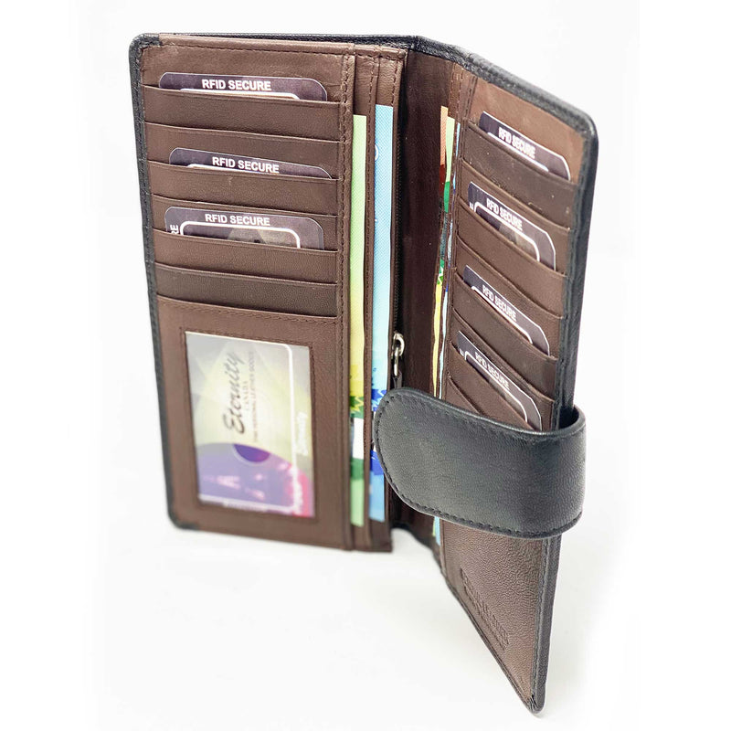 Unisex long wallet and card holder RFID secure D479, BRAND : ETERNITY